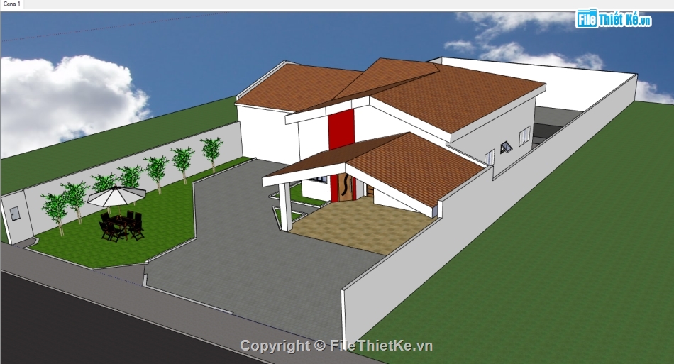 nhà cấp 4 sketchup,sketchup nhà cấp 4,nhà cấp 4,Model 3d nhà cấp 4