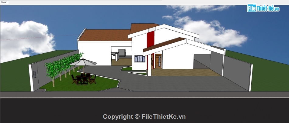 nhà cấp 4 sketchup,sketchup nhà cấp 4,nhà cấp 4,Model 3d nhà cấp 4