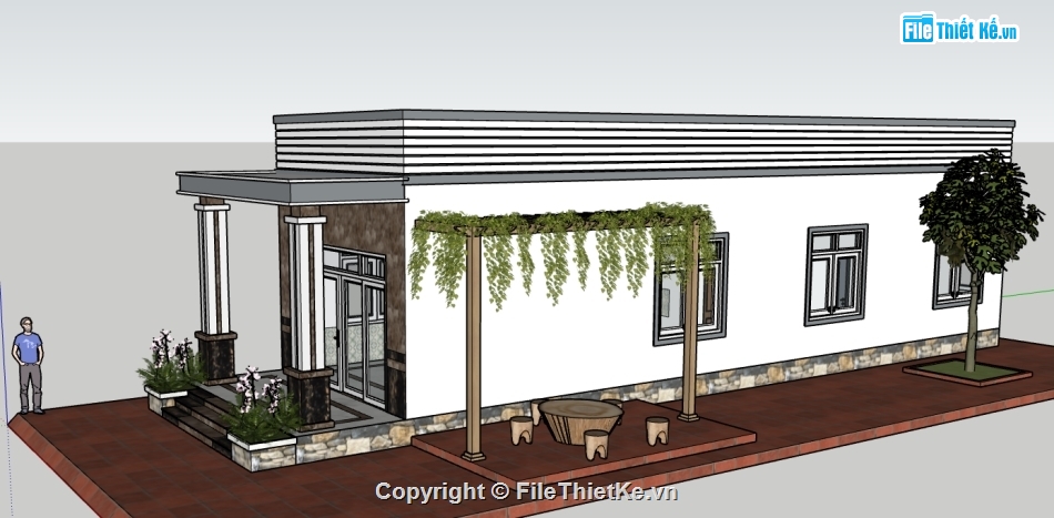 Model 3d nhà phố 1 tầng,nhà phố 1 tầng,3d nhà phố 1 tầng,file su nhà phố 1 tầng