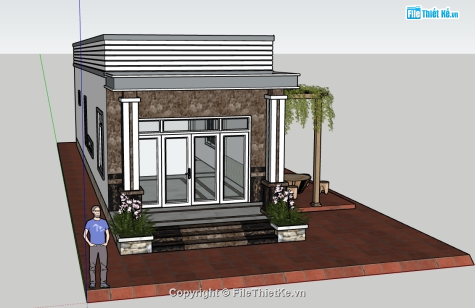 Model 3d nhà phố 1 tầng,nhà phố 1 tầng,3d nhà phố 1 tầng,file su nhà phố 1 tầng