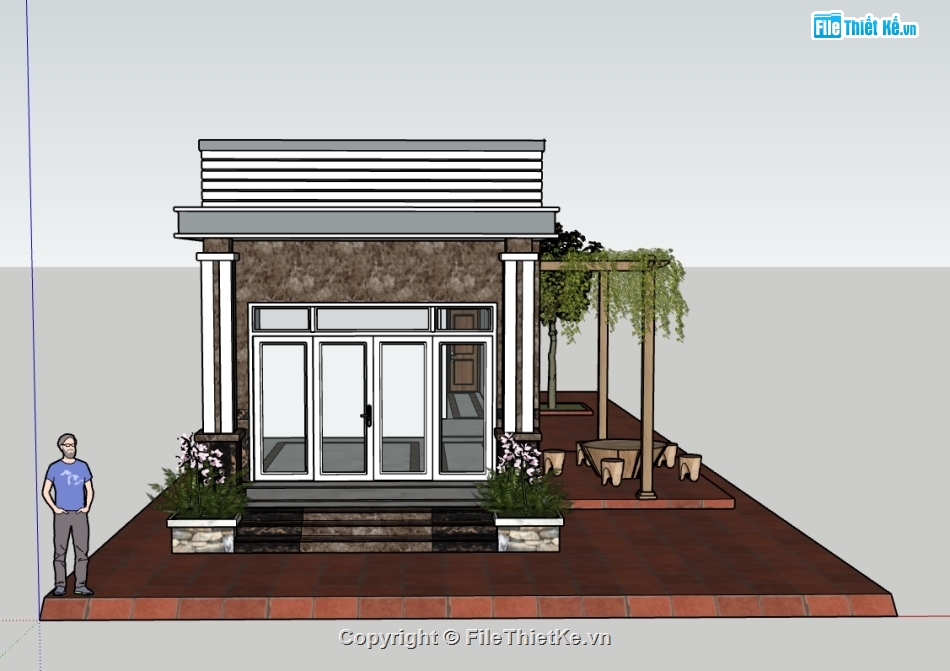 Model 3d nhà phố 1 tầng,nhà phố 1 tầng,3d nhà phố 1 tầng,file su nhà phố 1 tầng