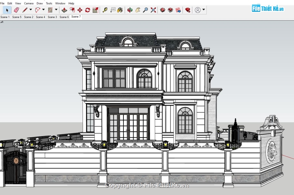 biệt thự sketchup,sketchup biệt thự,Model sketchup biệt thự,Model tân cổ điển sketchup,3dmax biệt thự,3dmax lâu đài cổ điển
