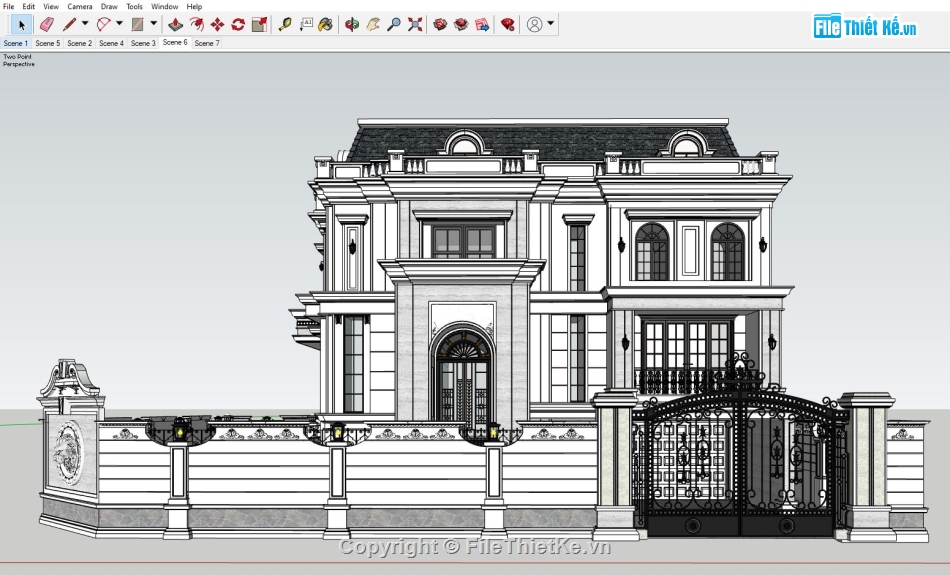 biệt thự sketchup,sketchup biệt thự,Model sketchup biệt thự,Model tân cổ điển sketchup,3dmax biệt thự,3dmax lâu đài cổ điển