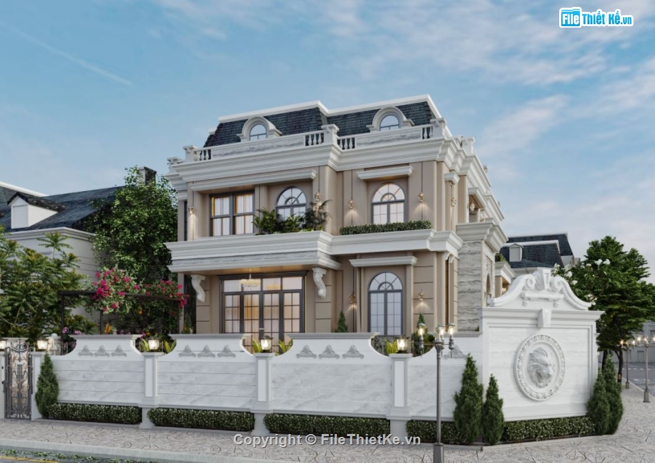 biệt thự sketchup,sketchup biệt thự,Model sketchup biệt thự,Model tân cổ điển sketchup,3dmax biệt thự,3dmax lâu đài cổ điển