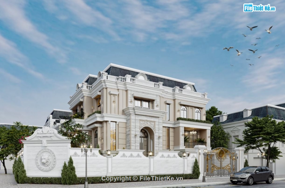 biệt thự sketchup,sketchup biệt thự,Model sketchup biệt thự,Model tân cổ điển sketchup,3dmax biệt thự,3dmax lâu đài cổ điển