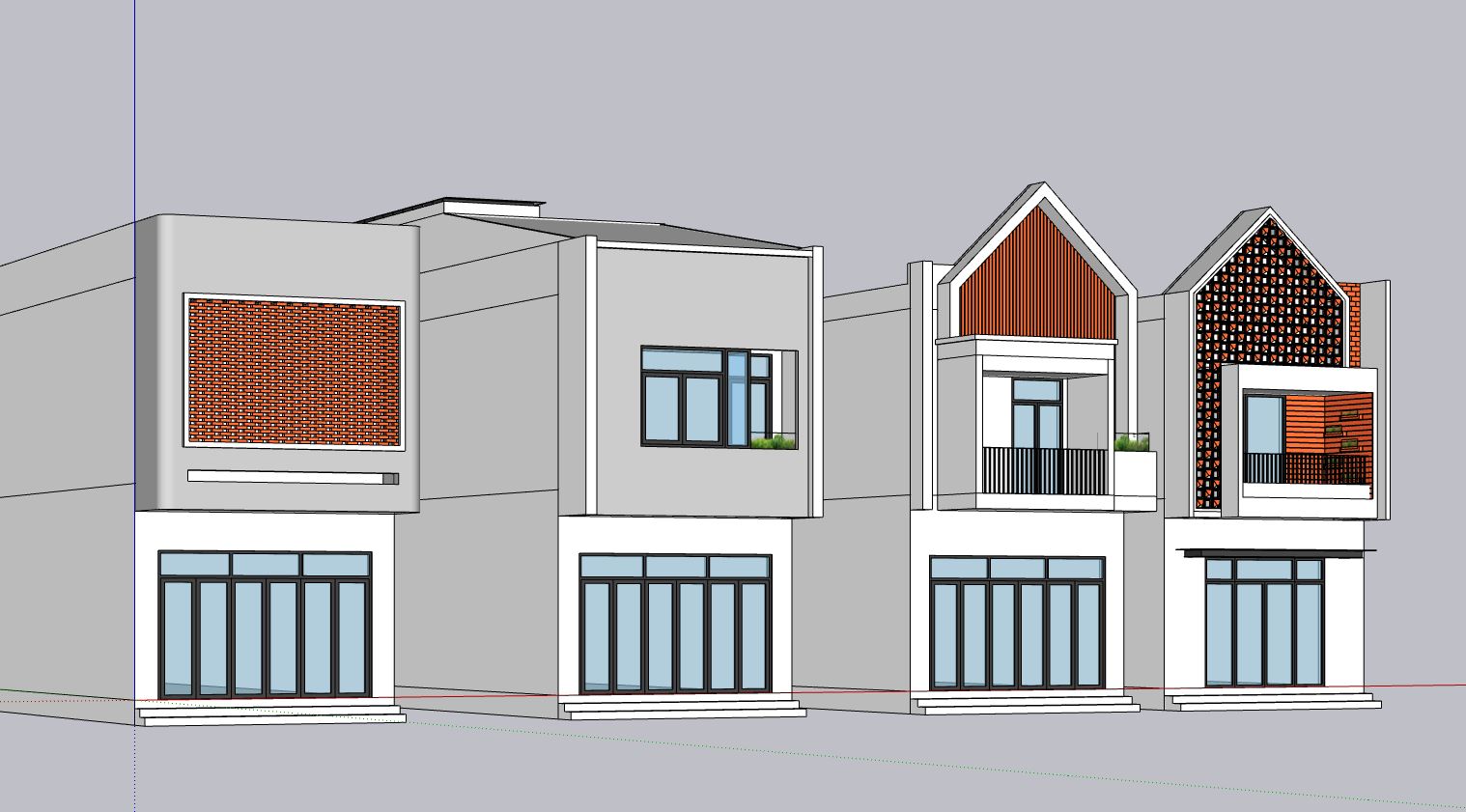 mẫu nhà phố 2 tầng,nhà phố 5x20m,model su nhà phố 2