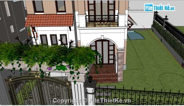 Sketchup 3 tầng,Bản vẽ biệt thự 3 tầng,mẫu biệt thự 3 tầng,sketchup biệt thự 3 tầng