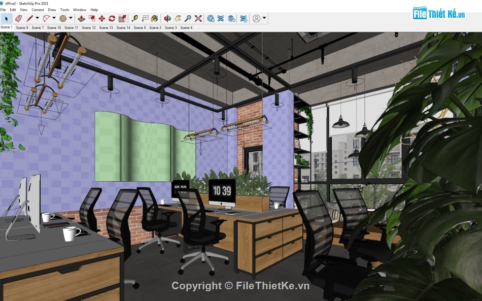 Model sketchup văn phòng làm việc,Sketchup văn phòng làm việc,Sketchup nội thất phòng làm việc,Sketchup văn phòng công ty,Sketchup văn phòng,Model 3D nội thất văn phòng