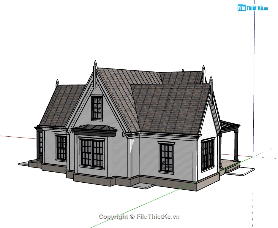 biệt thự 1 tầng sketchup,model su biệt thự 1 tầng,Model sketchup biệt thự,sketchup biệt thự 1 tầng