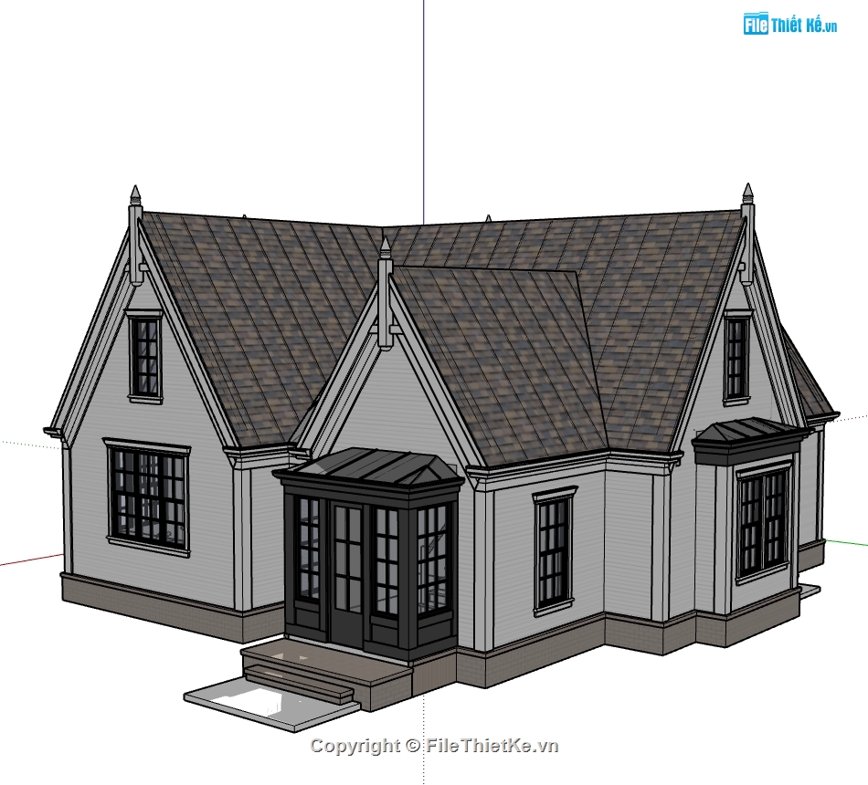 biệt thự 1 tầng sketchup,model su biệt thự 1 tầng,Model sketchup biệt thự,sketchup biệt thự 1 tầng