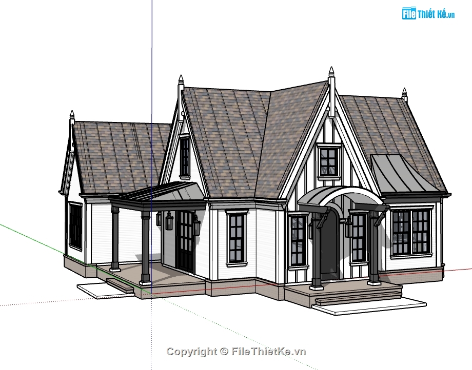 biệt thự 1 tầng sketchup,model su biệt thự 1 tầng,Model sketchup biệt thự,sketchup biệt thự 1 tầng