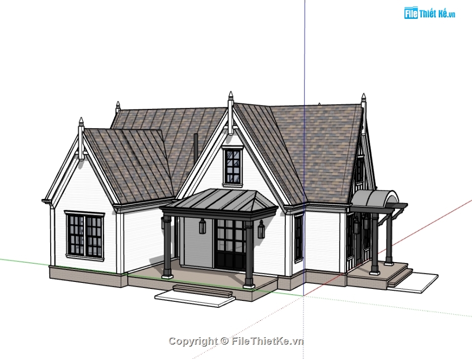 biệt thự 1 tầng sketchup,model su biệt thự 1 tầng,Model sketchup biệt thự,sketchup biệt thự 1 tầng