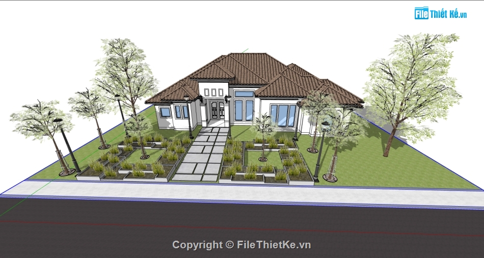 biệt thự 6 tầng,biệt thự 1 tầng,thiết kế biệt thự 1 tầng,file sketchup biệt thự 1 tầng,model sketchup biệt thự 1 tầng