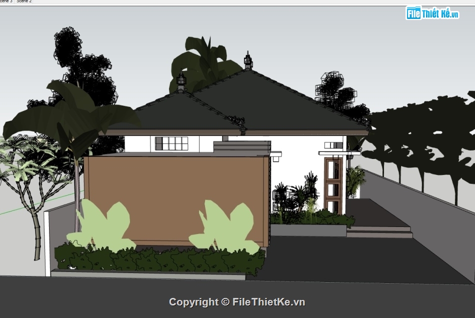 Biệt thự 1 tầng,su biệt thự,sketchup biệt thự,su biệt thự 1 tầng,sketchup biệt thự 1 tầng