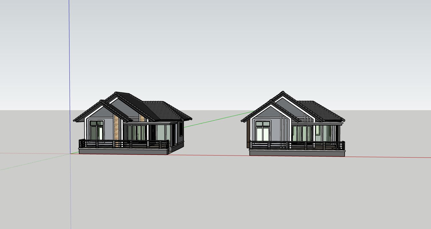 biệt thự 2 tầng,sketchup biệt thự,phối cảnh biệt thự,mẫu biệt thự đẹp