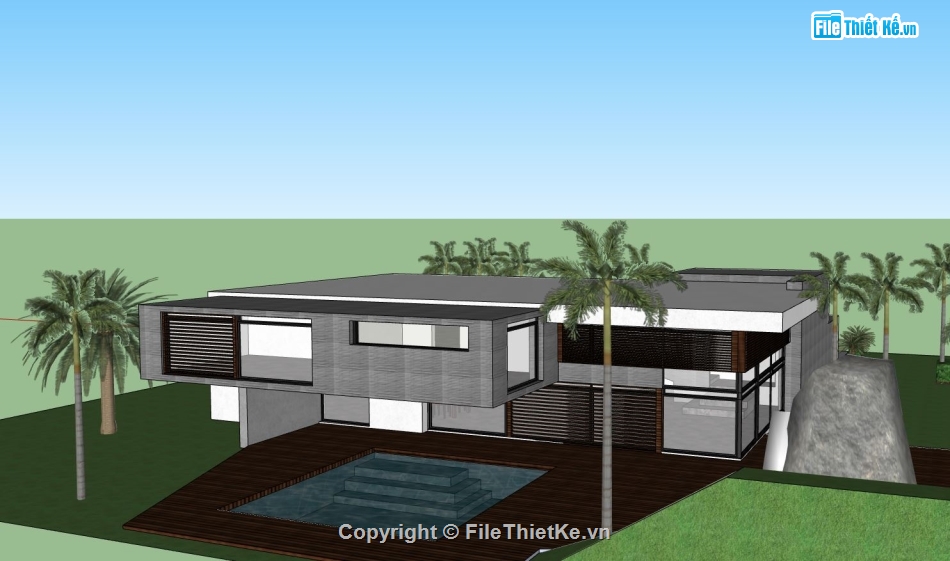 sketchup biệt thự 1 tầng,biệt thự 1 tầng,file su biệt thự 1 tầng,model su biệt thự 1 tầng