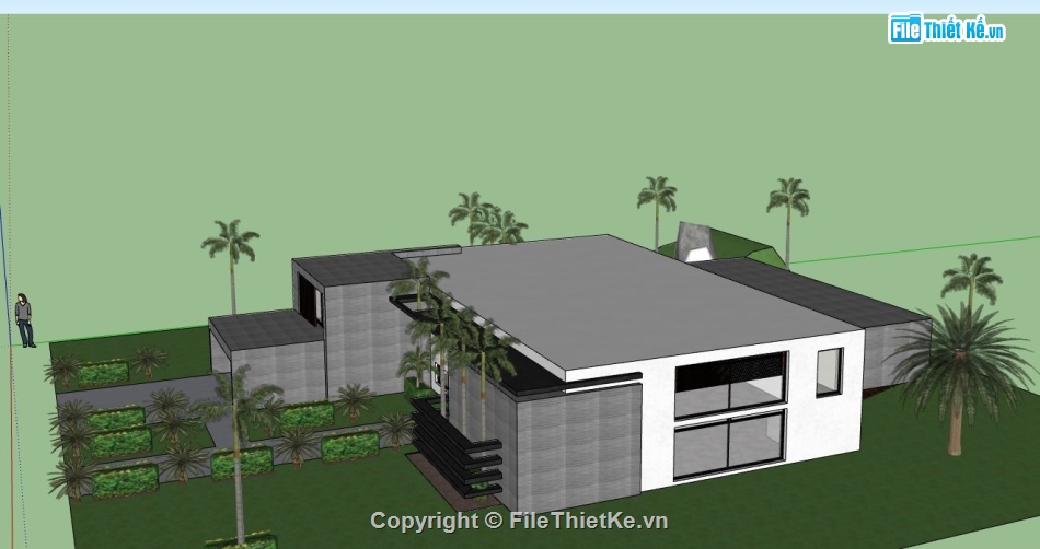 sketchup biệt thự 1 tầng,biệt thự 1 tầng,file su biệt thự 1 tầng,model su biệt thự 1 tầng