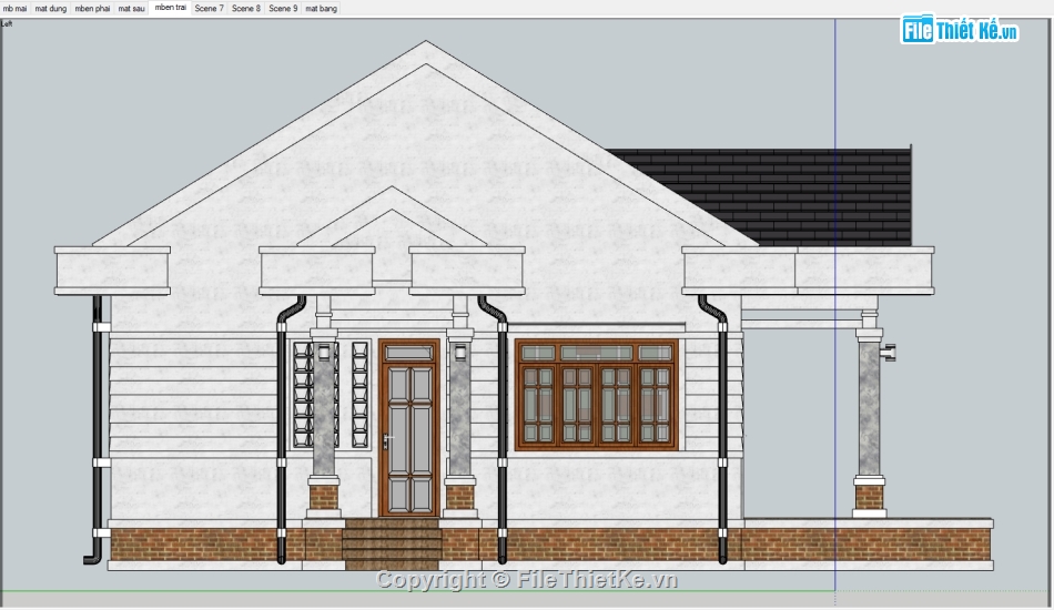 Sketchup biệt thự hiện đại,biệt thự 1 tầng,biệt thự hiện đại 1 tầng,Sketchup biệt thự 1 tầng,su thiết kế biệt thự