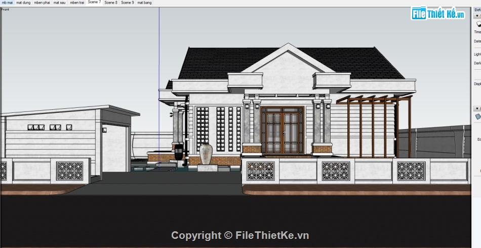 Sketchup biệt thự hiện đại,biệt thự 1 tầng,biệt thự hiện đại 1 tầng,Sketchup biệt thự 1 tầng,su thiết kế biệt thự