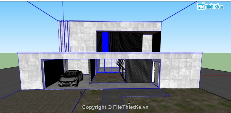 1 trệt 1 lầu,biệt thự trệt,Sketchup biệt thự,su biệt thự