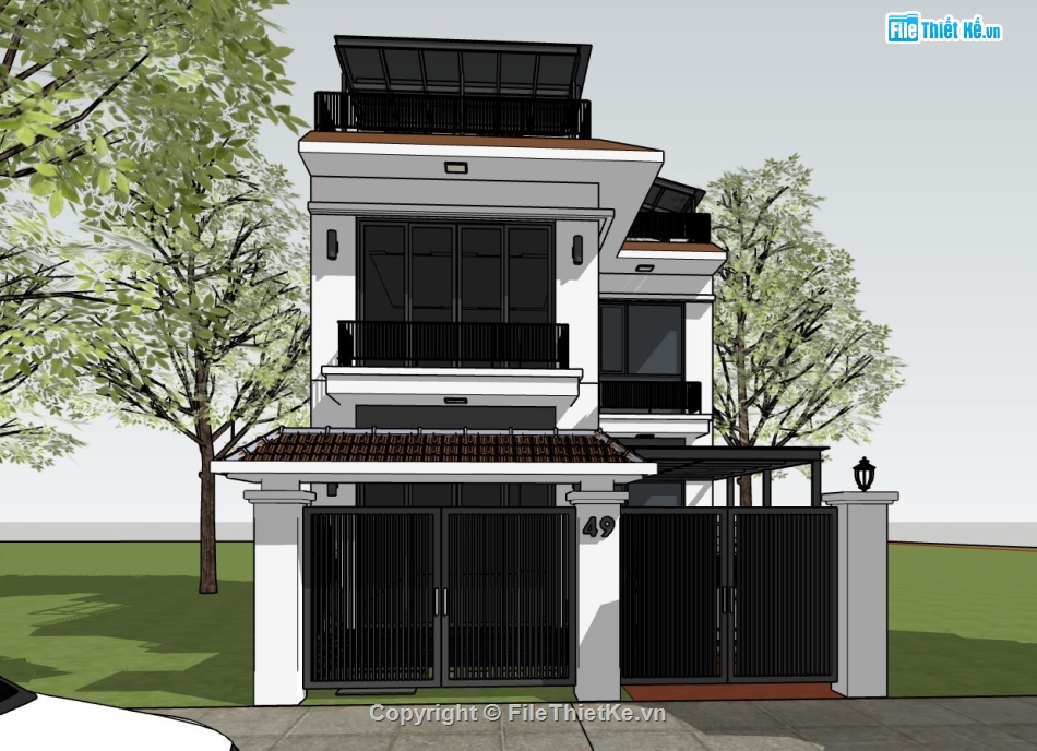 biệt thự sketchup,biệt thự 2 tầng,sketchup biệt thự 2 tầng,file su biệt thự 2 tầng