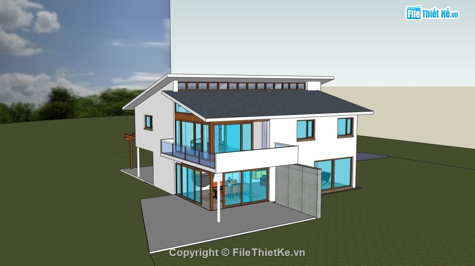 biệt thự 2 tầng,sketchup biệt thự 2 tầng,phối cảnh biệt thự 2 tầng,model biệt thự 2 tầng