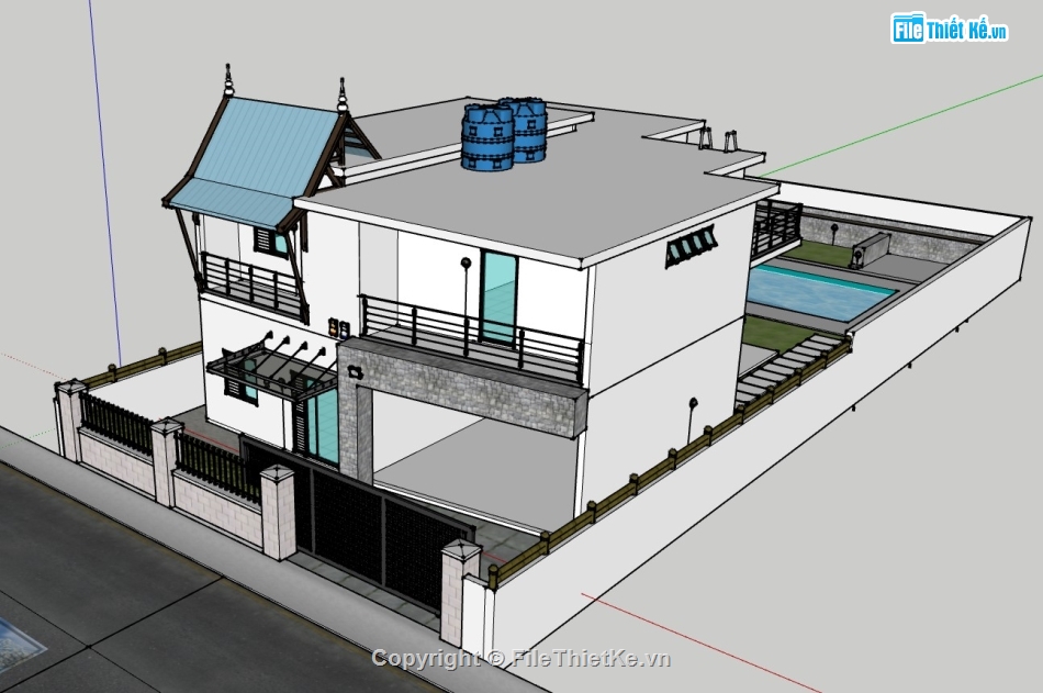 biệt thự 2 tầng,biệt thự sketchup,su biệt thự,sketchup biệt thự,su biệt thự 2 tầng,sketchup biệt thự 2 tầng