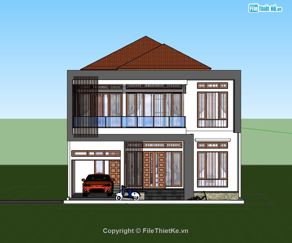 biệt thự sketchup,sketchup biệt thự,Model sketchup biệt thự
