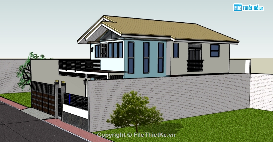 biệt thự 2 tầng,file sketchup biệt thự 2 tầng,model sketchup biệt thự 2 tầng