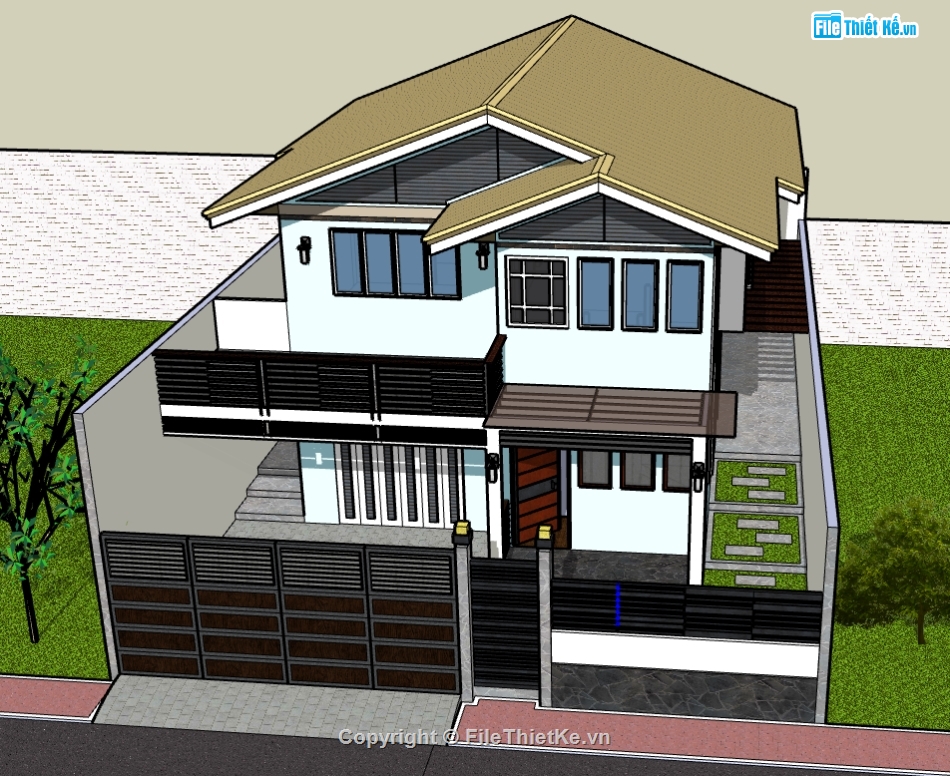 biệt thự 2 tầng,file sketchup biệt thự 2 tầng,model sketchup biệt thự 2 tầng