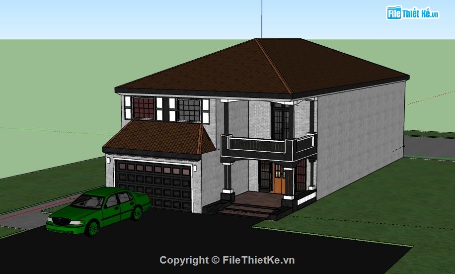 Biệt thự 2 tầng,model su biệt thự 2 tầng,file sketchup biệt thự 2 tầng