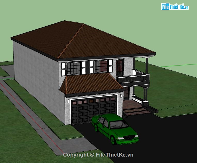 Biệt thự 2 tầng,model su biệt thự 2 tầng,file sketchup biệt thự 2 tầng