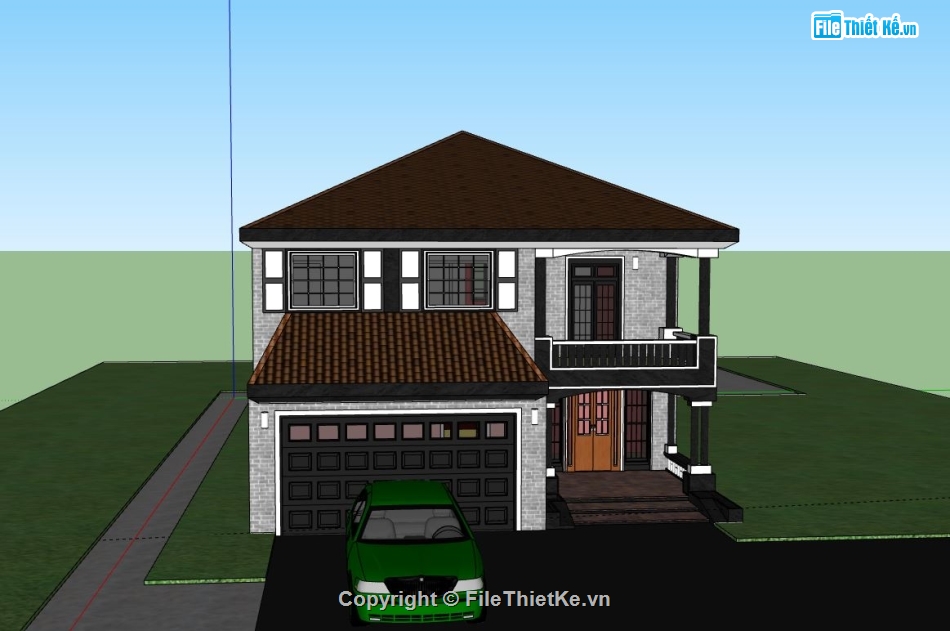 Biệt thự 2 tầng,model su biệt thự 2 tầng,file sketchup biệt thự 2 tầng