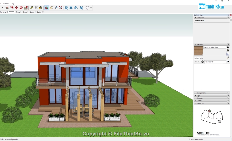 biệt thự 2 tầng,sketchup biệt thự,model biệt thự 2 tầng