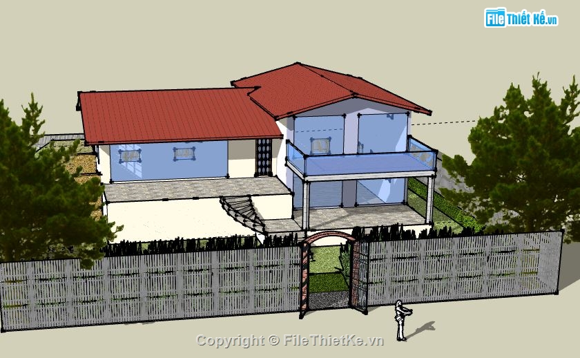 Biệt thự 2 tầng,model su biệt thự 2 tầng,biệt thự 2 tầng file su