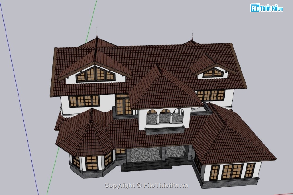 Model su biệt thự 2 tầng,File sketchup biệt thự 2 tầng,Biệt thự 2 tầng file su,Sketchup biệt thự 2 tầng