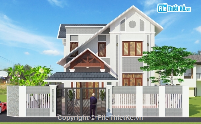 biệt thự 2 tầng,biệt thự đẹp 2 tầng,Mẫu Sketchup biệt thự 2 tầng,Sketchup biệt thự 2 tầng 2019