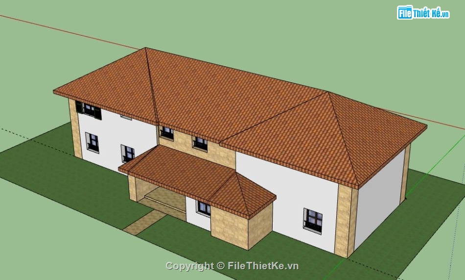 Biệt thự 2 tầng,model su biệt thự 2 tầng,file su biệt thự 2 tầng,mẫu biệt thự 2 tầng sketchup,file sketchup biệt thự 2 tầng