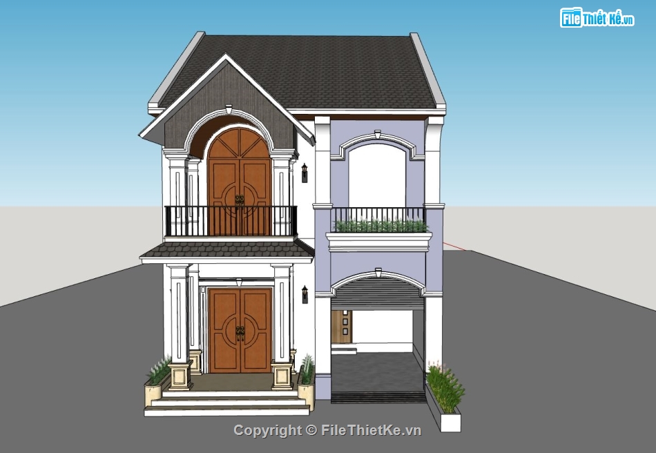 biệt thự 2 tầng,model su biệt thự 2 tầng,file sketchup biệt thự 2 tầng,biệt thự 2 tầng hiện đại