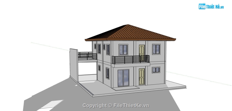 biệt thự 2 tầng,sketchup biệt thự,model su biệt thự 2 tầng