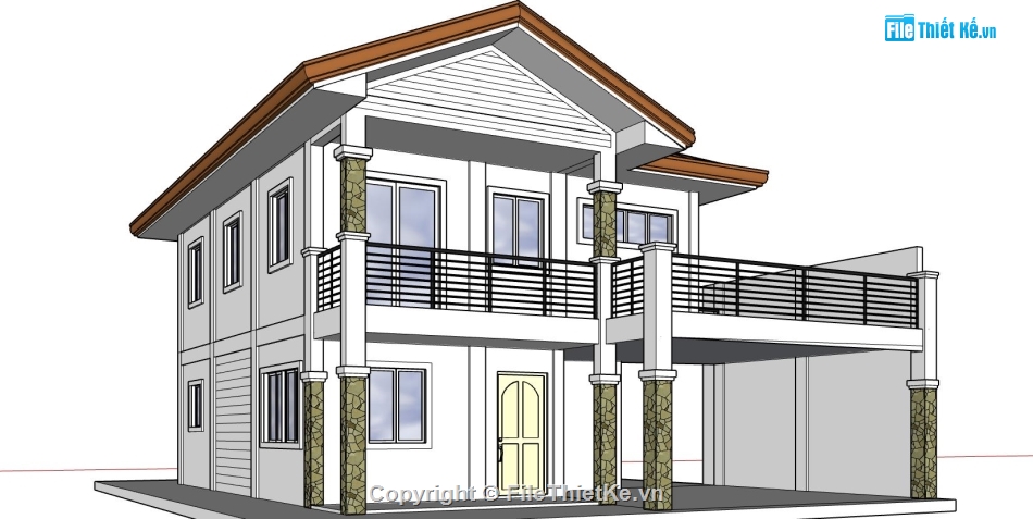 biệt thự 2 tầng,sketchup biệt thự,model su biệt thự 2 tầng