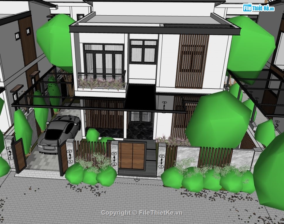 Biệt thự 2 tầng 8.6x15m,File sketchup Biệt thự 2 tầng,Model su Biệt thự 2 tầng,File su Biệt thự 2 tầng,Sketchup Biệt thự 2 tầng