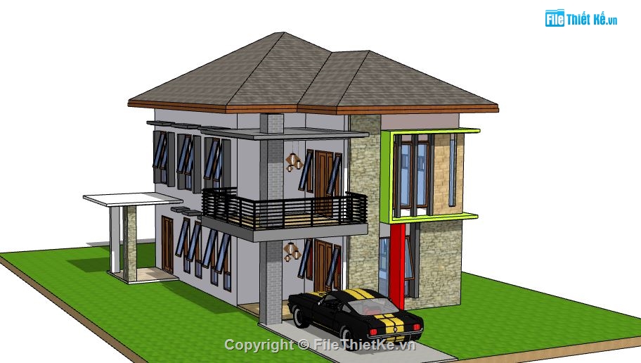 Biệt thự 2 tầng,model su biệt thự 2 tầng,mẫu biệt thự 2 tầng sketchup,biệt thự 2 tầng model su,file su biệt thự 2 tầng