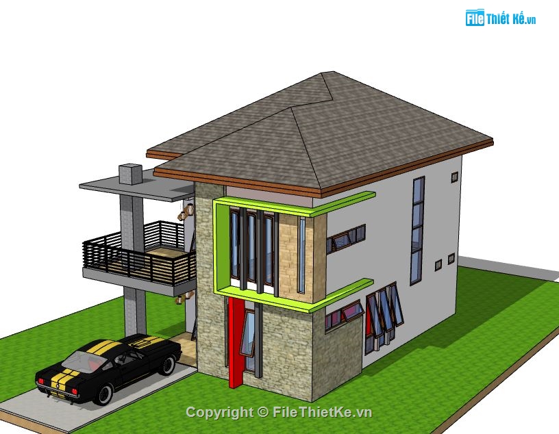 Biệt thự 2 tầng,model su biệt thự 2 tầng,mẫu biệt thự 2 tầng sketchup,biệt thự 2 tầng model su,file su biệt thự 2 tầng