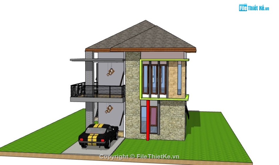 Biệt thự 2 tầng,model su biệt thự 2 tầng,mẫu biệt thự 2 tầng sketchup,biệt thự 2 tầng model su,file su biệt thự 2 tầng