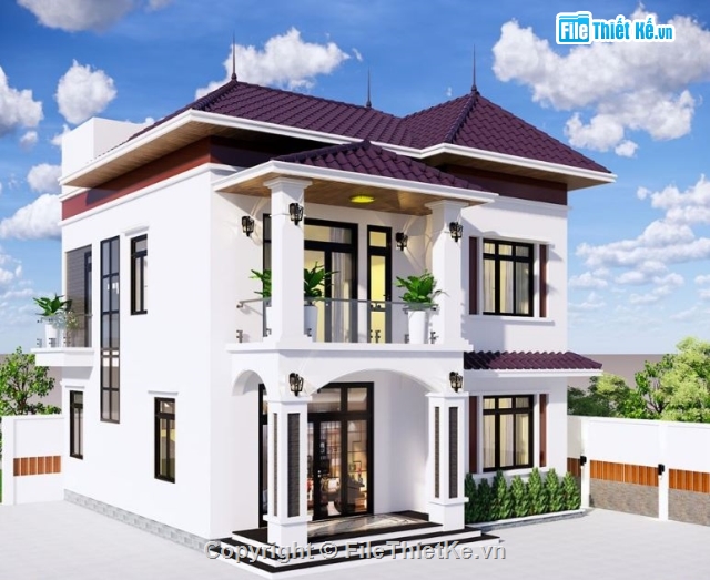 biệt thự 2 tầng,Sketchup,biệt thự  tầng