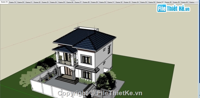 biệt thự 2 tầng,Sketchup,biệt thự  tầng