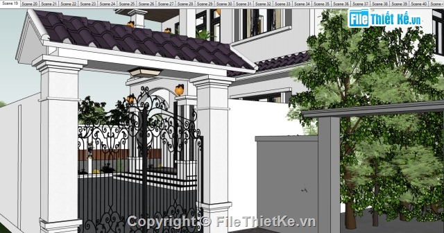 biệt thự 2 tầng,Sketchup,biệt thự  tầng