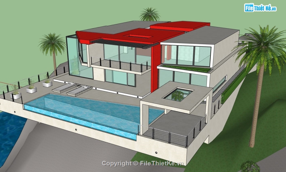 biệt thự đẹp 2,biệt thự sketchup,sketchup biệt thự