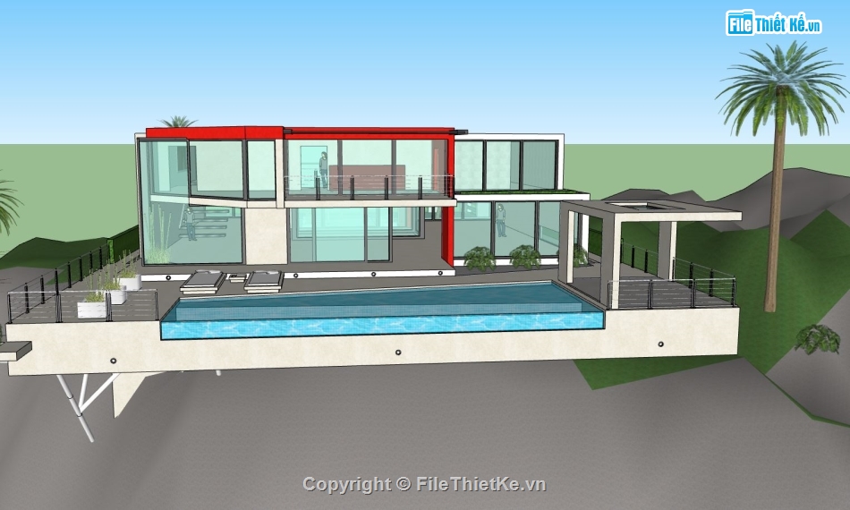 biệt thự đẹp 2,biệt thự sketchup,sketchup biệt thự